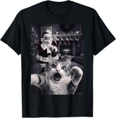 Funny Cat Selfie With Santa Christmas T-Shirt