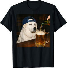 Great Pyrenees Drinking Beer Funny Dog Meme Design Unisex T-Shirt