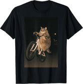 Cute Cat On Bike Animal Funny Meme T-Shirt