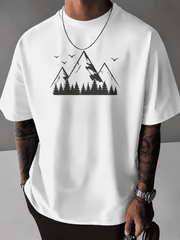 Black Mountain Graphic T-Shirt for Men Casual Streetwear Short Sleeve Tee