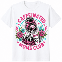 Caffeinated Moms Club Funny Coffee Mom Shirt for Women, Mama Graphic Tee, Mom Life T-Shirt, Cute Mother's Day Gift for Mom, Trendy Casual Short Sleeve Graphic Top