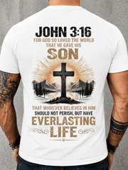 Christian Jesus T-Shirt for Men John 3:16 Bible Verse Cross Graphic Tee – Religious Inspirational Faith Gift Shirt