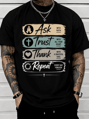 Faith Based Inspirational T-Shirt for Men – Ask, Trust, Thank, Repeat Christian Graphic Tee