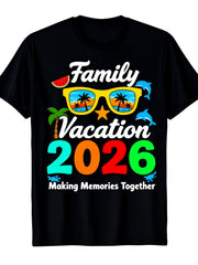 Family Vacation 2026 Making Memories Together Graphic T-Shirt, Unisex Soft Cotton Crew Neck Top, All Season Tropical Beach Tee, Matching Group Outfit For Summer Family Trips
