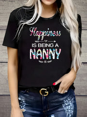 Fashionable Summer Trend, Mother's Day Women's Letter Print Plus-Size Casual Crew Neck Short Sleeve T-Shirt, Spring and Summer Comfortable Printed Plus-Size Casual Women's T-Shirt,