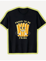 Fun French Fries TShirt, Featuring a Round Neck And Playful Design. Suitable for Both Men And Women