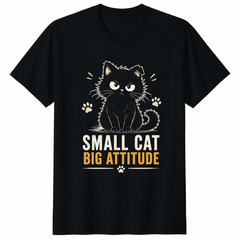 Funny Cat T-Shirt, Small Cat Big Attitude Graphic Tee for Men and Women,Cute Cat Lover Gift Shirt