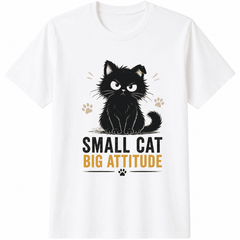 Funny Cat T-Shirt, Small Cat Big Attitude Graphic Tee for Men and Women,Cute Cat Lover Gift Shirt