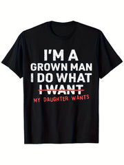 Funny Dad Graphic T-Shirt for Men, Humorous Father Daughter Quote Tee, Soft Crew Neck Short Sleeve Casual Shirt, Father's Day Gift for Dad, Comfortable Everyday Cotton Top