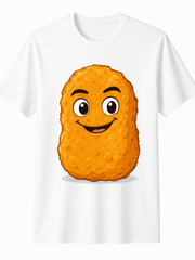Funny Food Graphic T-Shirt for Men & Women, Cute Cartoon Chicken Nugget Tee, Casual Short Sleeve Crew Neck Cotton Shirt, Everyday Novelty Gift