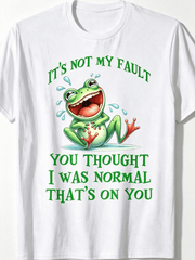 Funny Laughing Frog Graphic Crewneck Tee, It's Not My Fault Humor Quote Casual Short Sleeve T-Shirt for Men Women Daily Wear
