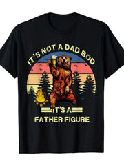 Funny 'it's Not A Dad Bod, It's A Father Figure' Bear Graphic T-shirt - Unisex Casual Tee with Sunset Design, Perfect Gift for Dads & Father Figures