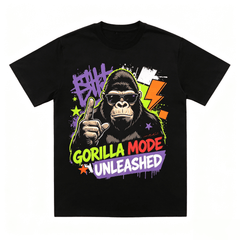 Gorilla Mode Unleashed Graphic T‑Shirt, Cool Sunglasses Gorilla Streetwear Casual Short Sleeve Tee for Men