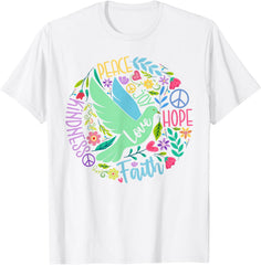 Groovy Hippie Peace Hope Love Peace Bird World Unisex T-Shirt