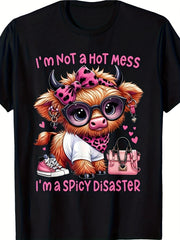 I'm Not A Hot Mess I'm A Spicy Disaster Graphic Tee for Men Women, Funny Sarcastic Short Sleeve T-Shirt, Casual Crew Neck Top for Her Him Gift