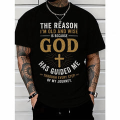 Men's Christian Faith Graphic T-Shirt, God Has Guided Me Through Every Step of My Journey, Inspirational Religious Tee
