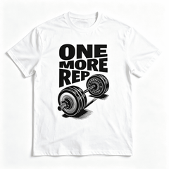 Men's Classic American Style Short Sleeve Graphic T‑Shirt, "One More Rep" Gym Dumbbell Back Print Casual Versatile Crew Neck Tee