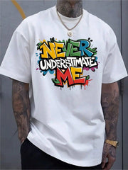 Men's Colorful Graffiti Graphic T-Shirt, Inspirational Streetwear Crew Neck Short Sleeve Tee, Casual Summer Fashion Shirt for Daily Wear, Travel, Gym, Outdoor Activities