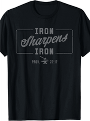 Men's Iron Sharpens Iron Proverbs 27:17 Christian Bible Verse Graphic Short Sleeve T-Shirt