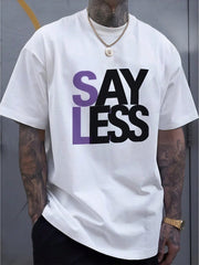 Men's Say Less Two Tone Letter Graphic Casual Crew Neck Short Sleeve T-Shirt