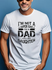 Men's Super Dad Graphic T-Shirt, Funny Father and Daughter Crew Neck Short Sleeve Tee, Father's Day Gift Shirt for Dad, Soft Casual Cotton Blend Graphic Top