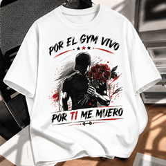 Men’s Trendy Graphic T-Shirt – Gym Motivation Spanish Quote Rose Design Tee