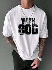 Men's "With God All Things Are Possible" Christian Graphic T-Shirt, Casual Faith Quote Tee
