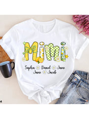 Mimi Grandmother Graphic T‑Shirt, Lemon Daisy Custom Style Family Crewneck Tee, Casual Short Sleeve Top for Grandma Gift