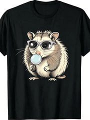Opossum Bubble Gum T-Shirt | Crew Neck, Suitable For Outings And Casual Wear, Vintage Style