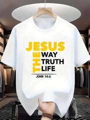 "The Way, The Truth, The Life" John 14:6 T-Shirt | Yellow Print 100% Cotton Crew Neck | Bold Faith Tee For Church & Casua