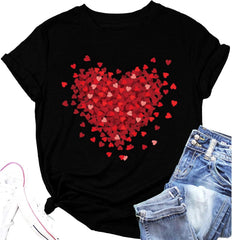 Valentine Shirts for Women Love Heart Graphic Tees Tops Cute Valentines Shirt Short Sleeve Tshirts