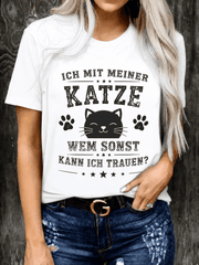 Women's Funny Cat Lover Graphic T-Shirt Cute Cat Print Casual Short Sleeve Crew Neck Tee
