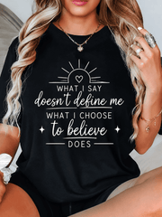Women's Inspirational Graphic T-Shirt, Positive Message Typography Print Crew Neck Short Sleeve Casual Tee for Everyday Wear