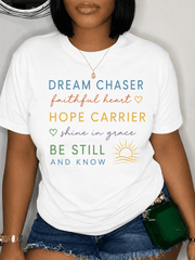 Women's Inspirational Quote Graphic T-Shirt, Soft Casual Crew Neck Short Sleeve Faith Style Tee for Everyday Wear