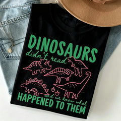 Preppy Teacher Shirt Funny Dinosaur Reading Graphic Tee Back To School Women Summer Casual Short Sleeve Top Cute Librarian School Humorous T-Shirt