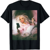 Funny Creepy Doll Face Meme T-Shirt - Smoking Sarcastic Humor Graphic Tee, Unisex Adult Casual Top