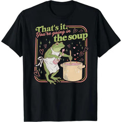 That's It You're Going in the Soup Shirt, Frog Make Love Potion For Valentine T-shirt, Meme Shirts, Weirdcore Sarcastic Tee Casual Round Neck Top Seamless Fabric Smooth