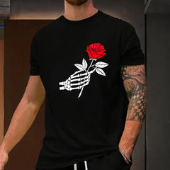 Hand With Rose Print T-shirt