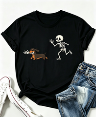 Retro Dachshund Skeleton Hand T-Shirt