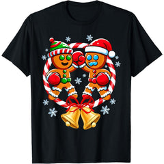 Funny Gingerbread Cookies Christmas Fighting Boxing T-Shirt