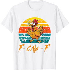 Funny Sunset Vintage F-Caw-F Chicken T-Shirt