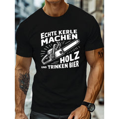 Chainsaw Holz Real Guys Make Wood Men's Casual Grew Neck Short Sleeve T-Shirt