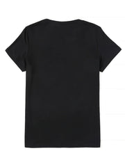Spring And Summer Women'S Casual Short-Sleeve T-Shirt with Floral And Letter Print Round Neck Design.