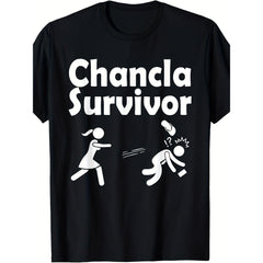 Chancla Survivor Graphic T-Shirt, Unisex Soft Cotton Crew Neck Tee, All Season Fun Trendy Tee, Great For Latino Culture & Spanish Humor Enthusiasts