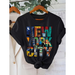 New York City Orienteering T-Shirt NYC Skyline Geometric Map Graphic Tee Bronx Queens Staten Island Subway Style Casual Summer Unisex Top Soft Cotton Crew Neck