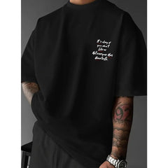 Black Graphic T-Shirt for Summer, Featuring a Trendy Graffiti Style for Casual Wear,Double-sided printing