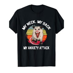 My Neck My Back My Anxiety Attack Opossum Sunset T-Shirt Funny Crew Neck Tee with Stylish Print Casual Travel Clothing