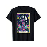 Skeleton Cat Lady Tarot Card T-Shirt