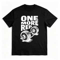 Men's Classic American Style Short Sleeve Graphic T‑Shirt, "One More Rep" Gym Dumbbell Back Print Casual Versatile Crew Neck Tee