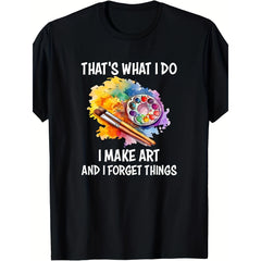 Funny Artist T-Shirt - Retro Graphic Tee with Drawing Pencil & Easel Suitcase Design, Unisex Painter Cartoonist Humor Top